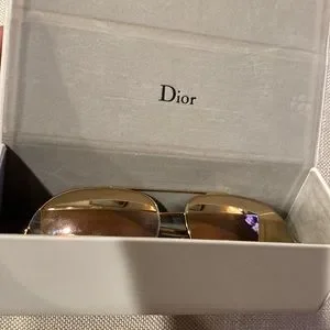 Christian Dior CD mirrored split gold aviator sunglasses ? with case Italy made DIOR Split 1 Gold & Grey Aviator Mirrored Gold Sunglasses  main image 3